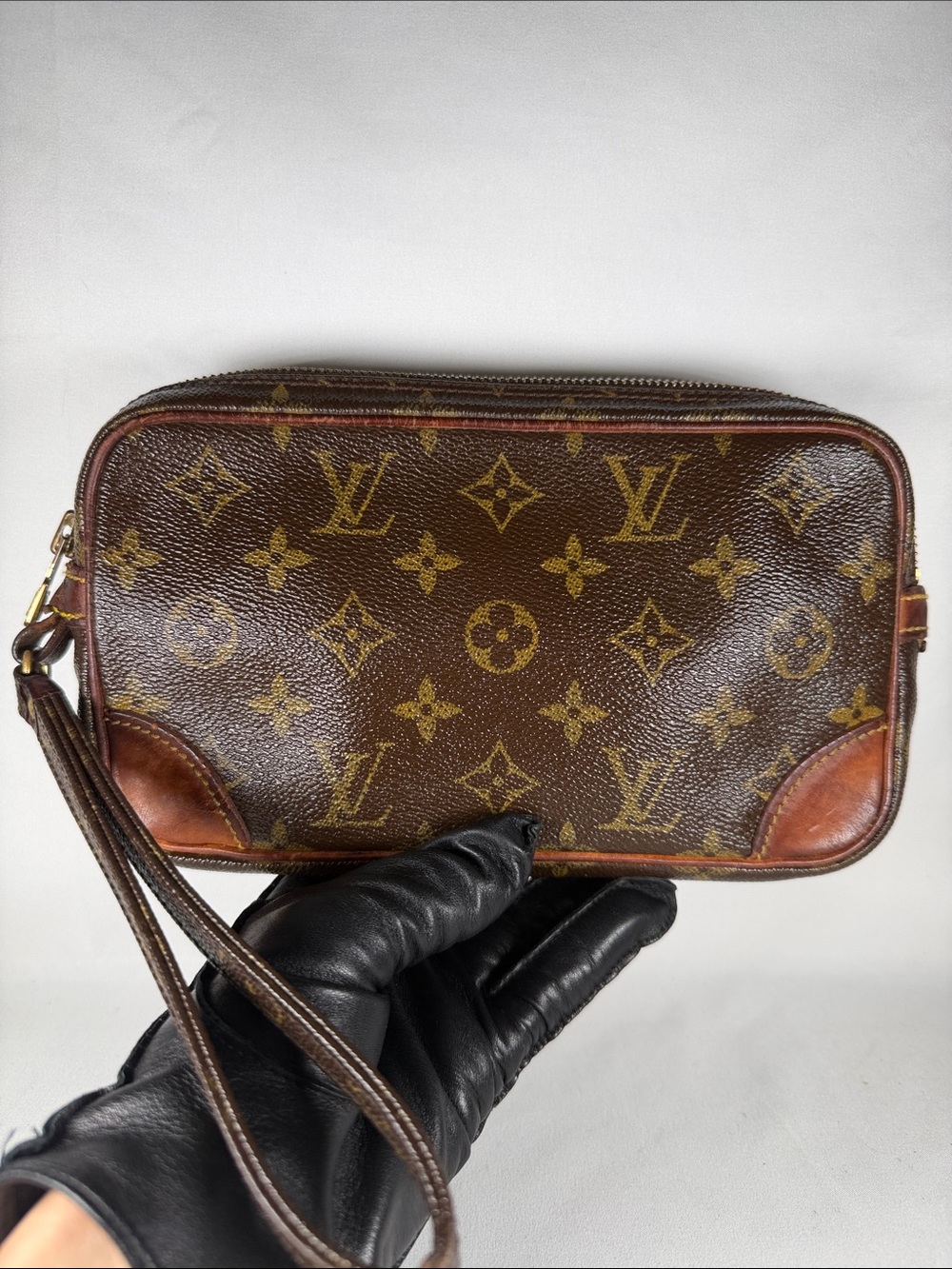 Authentic Vintage Louis Vuitton Monogram Canvas Toiletry Bag with Wristlet